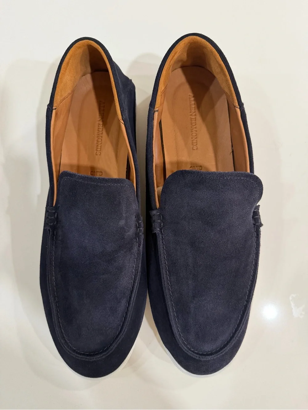 Allen Edmonds Navy Suede Slip-On Loafers